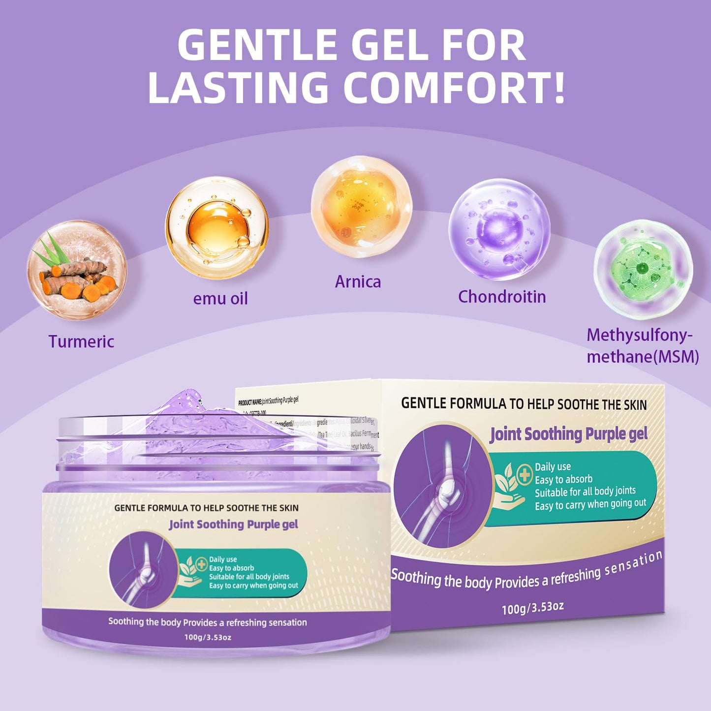 Nodfens Joint Pain Gel, Purple Relief Soothing Massage Cream for Knees, Neck, Feet, Hand Whole Body - dailyvitalstore