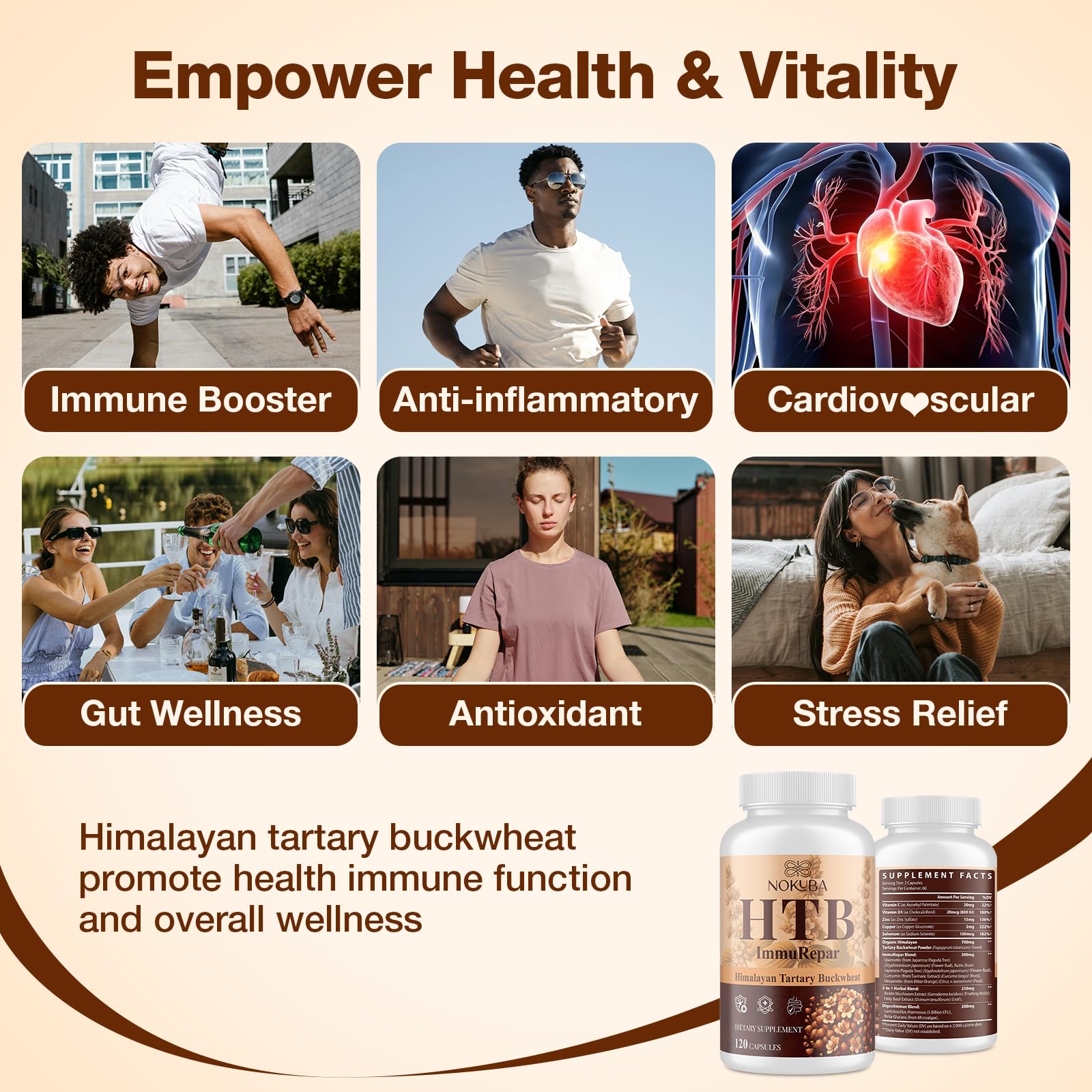 Nokuba Polyphenols Supplement for Immune Support | Himalayan Tartary Buckwheat Sourced | Polyphenol Superfood with Quercetin, Curcumin | Immune Booster, Antioxidant, Anti-inflammatory - 120 Capsules - dailyvitalstore