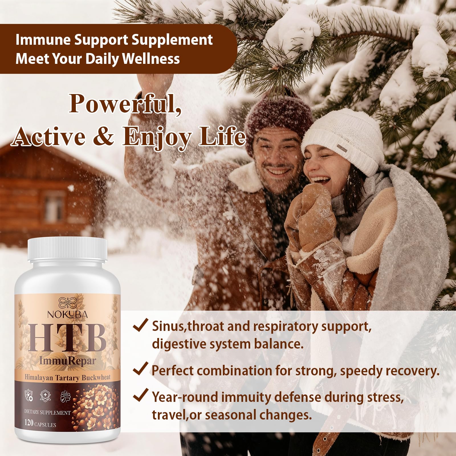 Nokuba Polyphenols Supplement for Immune Support | Himalayan Tartary Buckwheat Sourced | Polyphenol Superfood with Quercetin, Curcumin | Immune Booster, Antioxidant, Anti-inflammatory - 120 Capsules - dailyvitalstore