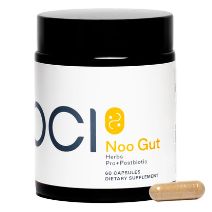 NOOCI NOO Gut, Gut + Skin: 3-in-1 Gut Health Supplement with Herbs, Probiotic & Postbiotic, Digestive Support for Bloating & Constipation, 60 Vegan Capsules - dailyvitalstore