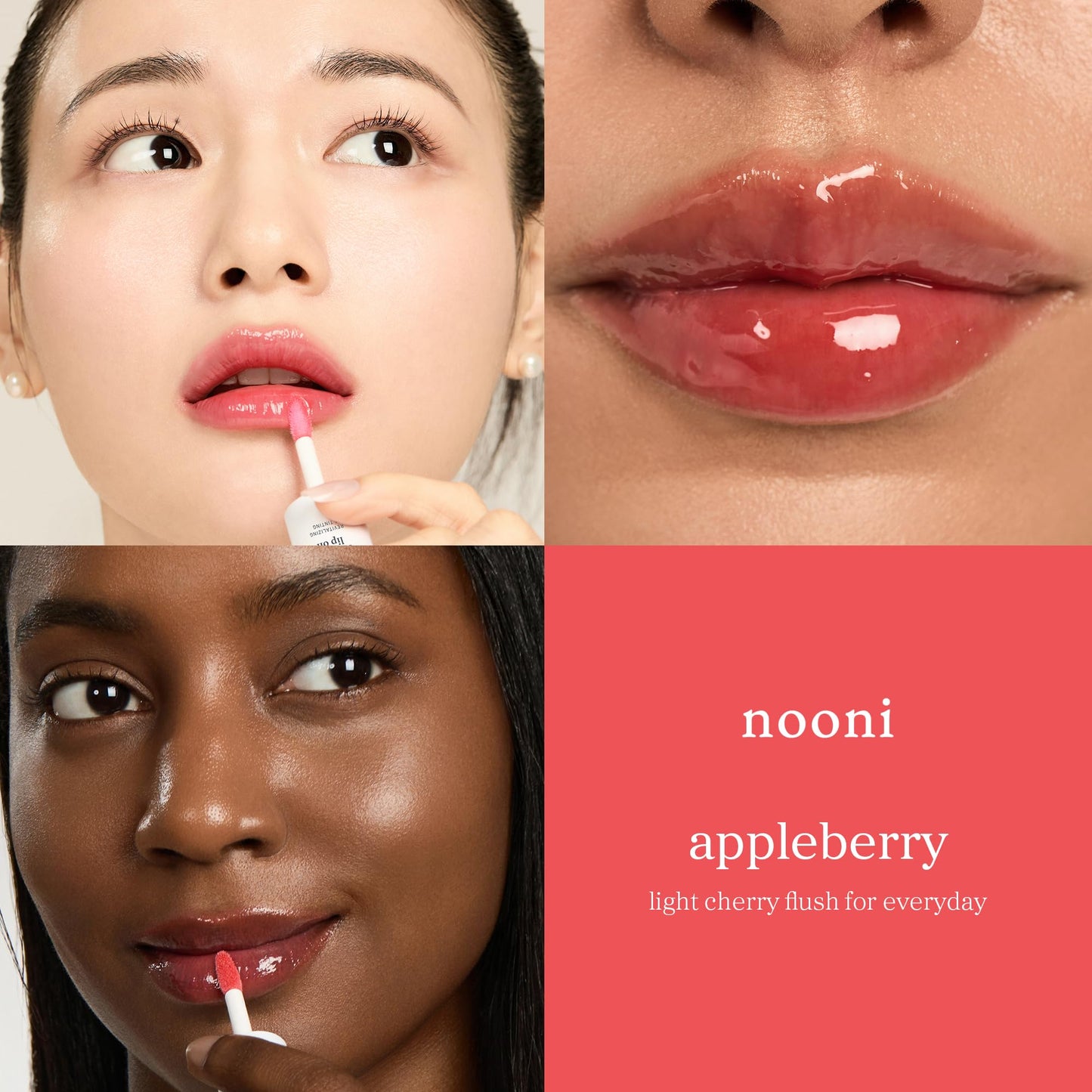 NOONI Korean Lip Oil - Appleberry | Long-Lasting, Moisturizing, Plumping, Revitalizing for Dry Lips, Waterproof, No Peel Off, Hydrating, Nourishing Crystal Clear, Stocking Stuffers, 0.12 FL Oz - dailyvitalstore