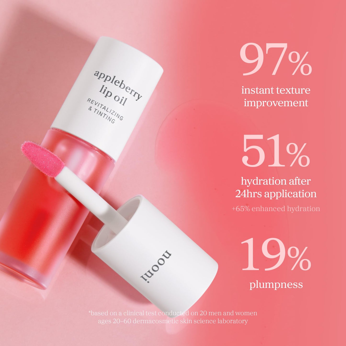 NOONI Korean Lip Oil - Appleberry | Long-Lasting, Moisturizing, Plumping, Revitalizing for Dry Lips, Waterproof, No Peel Off, Hydrating, Nourishing Crystal Clear, Stocking Stuffers, 0.12 FL Oz - dailyvitalstore