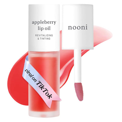 NOONI Korean Lip Oil - Appleberry | Long-Lasting, Moisturizing, Plumping, Revitalizing for Dry Lips, Waterproof, No Peel Off, Hydrating, Nourishing Crystal Clear, Stocking Stuffers, 0.12 FL Oz - dailyvitalstore