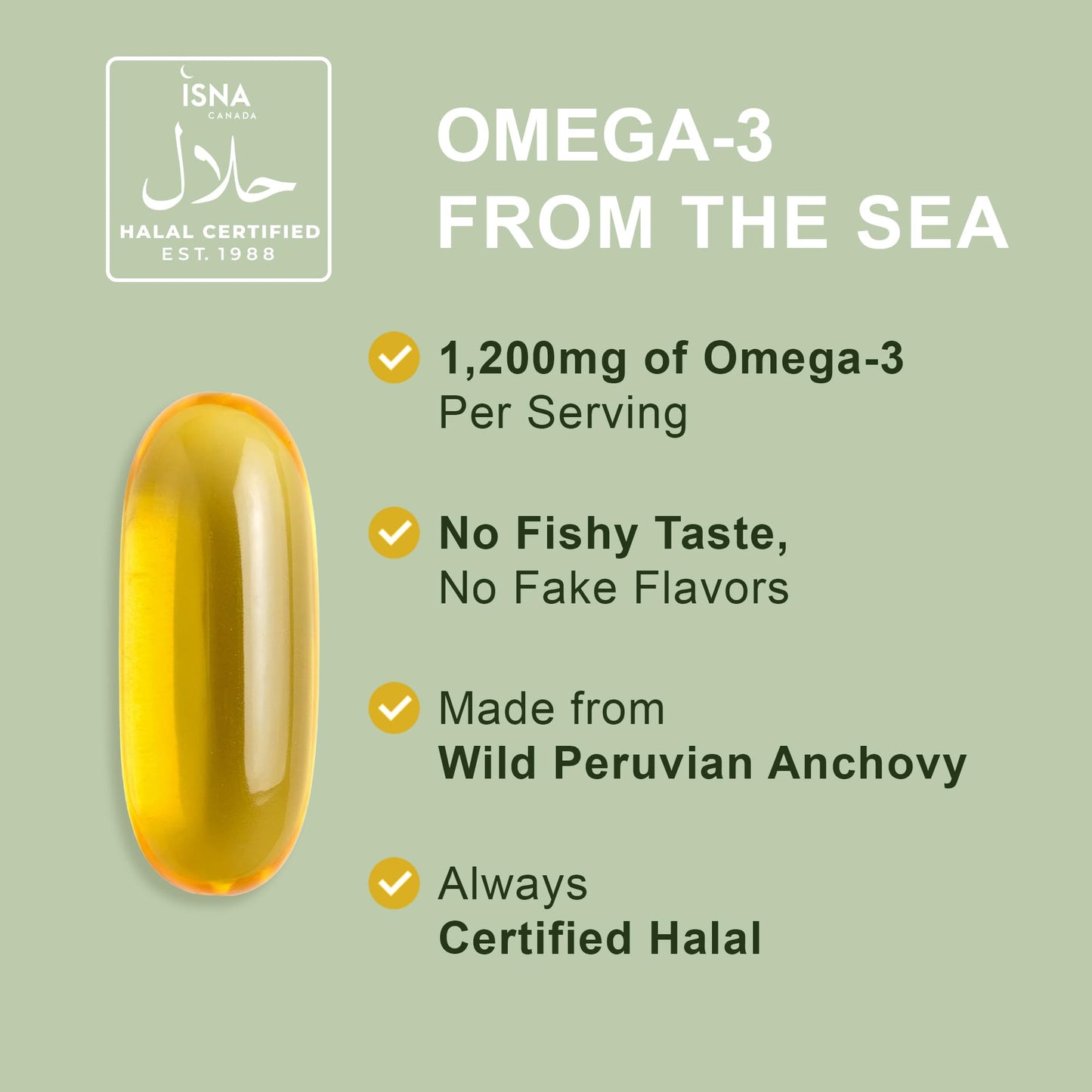 Noor Vitamins Halal Fish Oil, Halal Vitamins, Ultra Omega 3 Wild Peruvian Fish (800 mg EPA & 400 mg DHA) Heart - dailyvitalstore