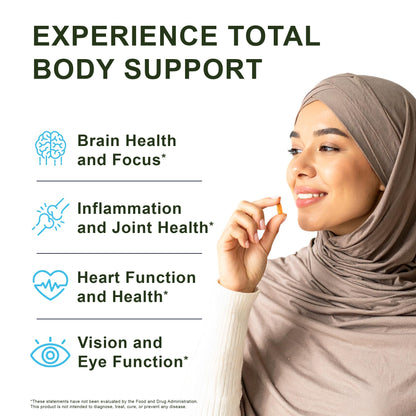 Noor Vitamins Halal Fish Oil, Halal Vitamins, Ultra Omega 3 Wild Peruvian Fish (800 mg EPA & 400 mg DHA) Heart - dailyvitalstore