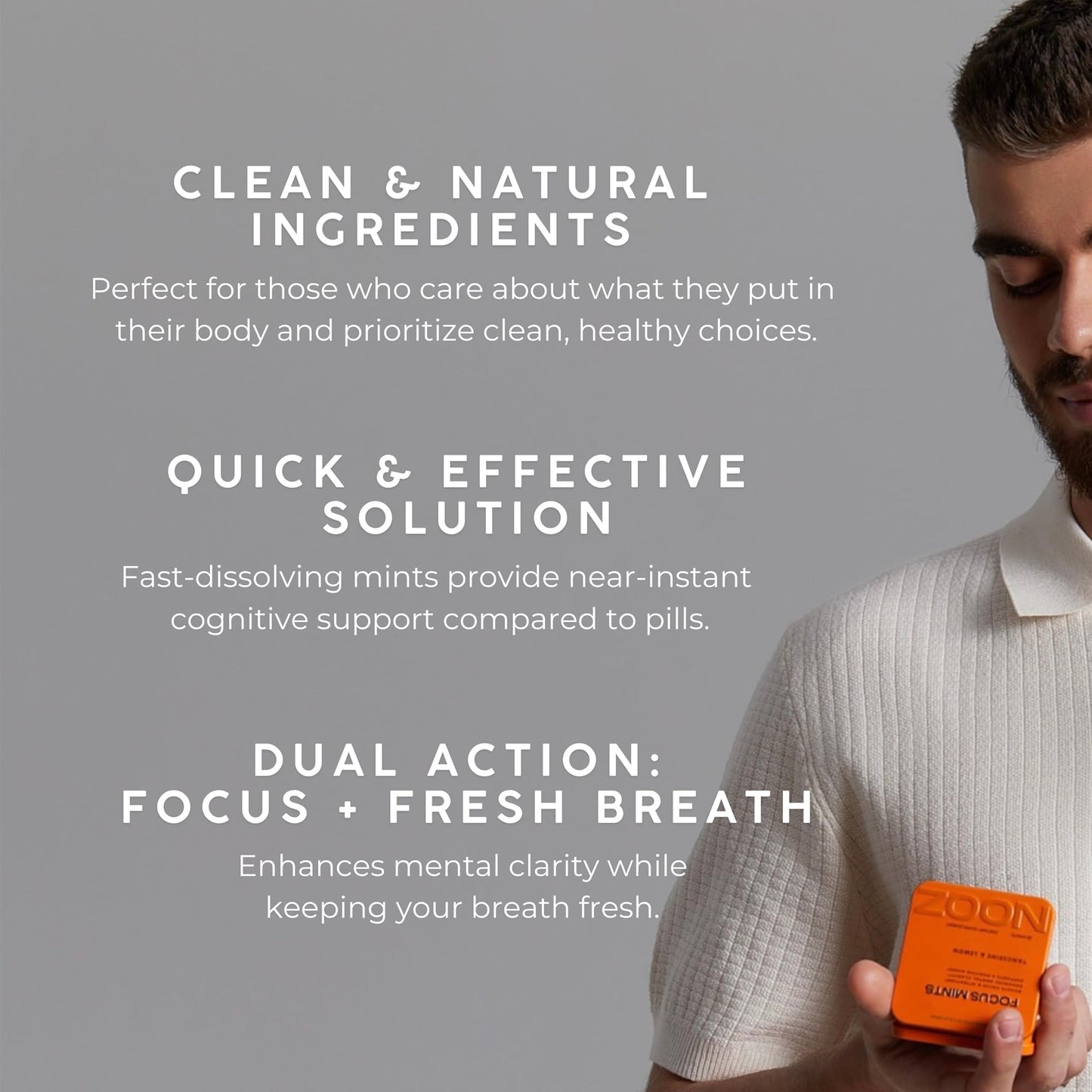 NOOZ Focus Mints Refill Bag - Caffeine-Free Brain Booster for Mental Clarity-Tangerine & Lemon Flavor | Sugar-Free, Travel-Friendly Supplement with Vitamin C, B6, B12 - Non-GMO, Clean Label, 150 Mints - dailyvitalstore