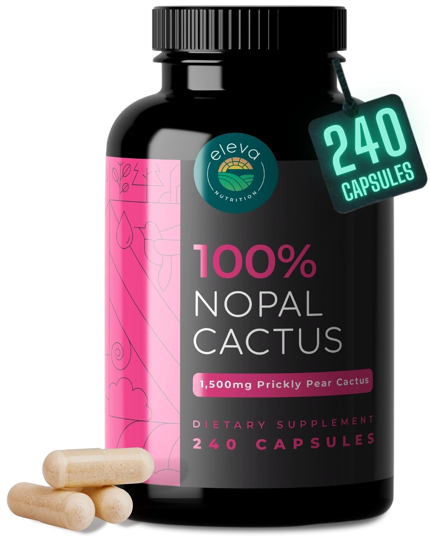 Nopal Cactus Capsules 1500mg- Organic Sun-Dried Prickly Pear Cactus Powder & Black Pepper Extract for Absorption- Natural Prickly Pear Super Supplement - dailyvitalstore
