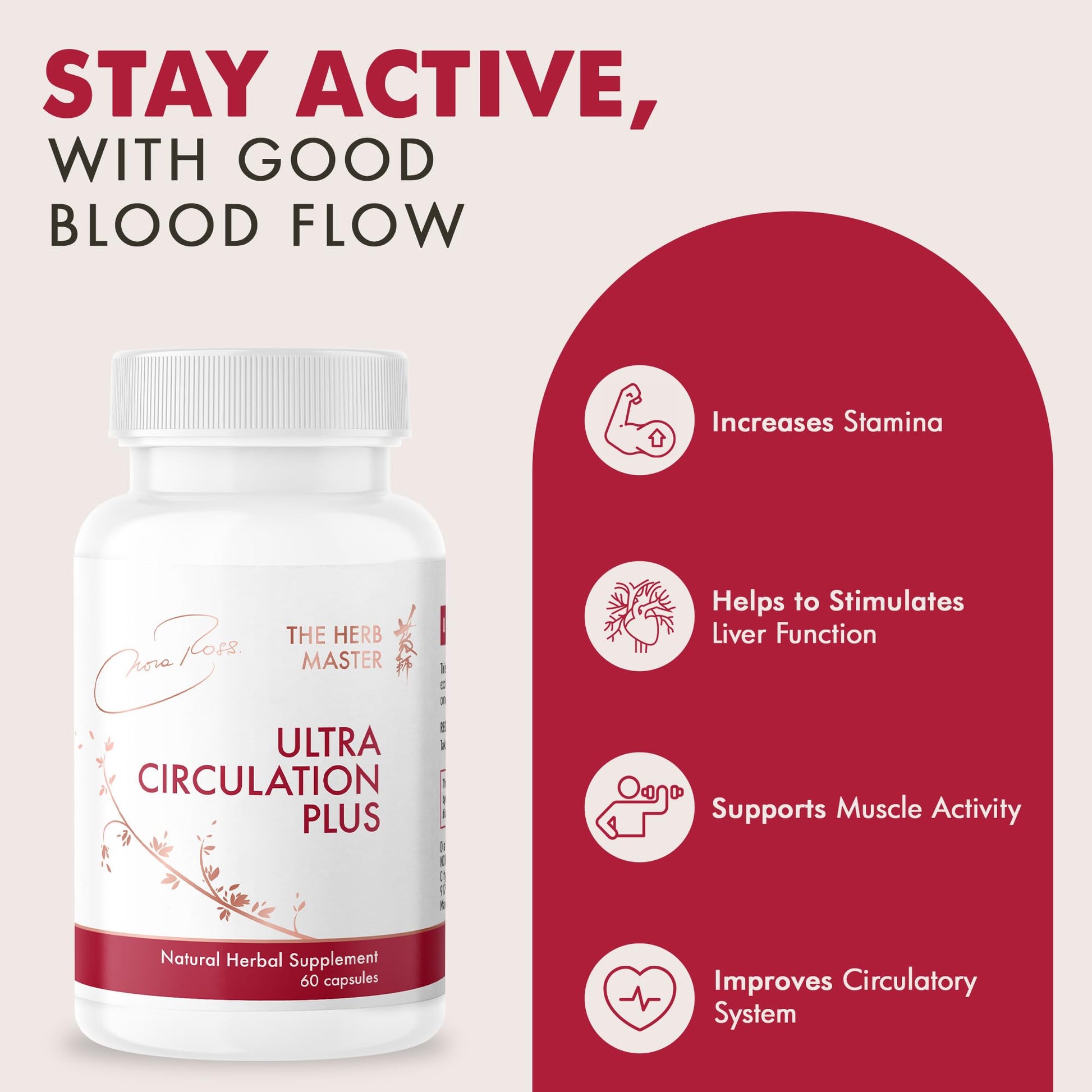 Nora Ross Ultra Circulation Supplements – Healthy Nitric Oxide Supplements for Men & Women – Healthy Heart and Blood Flow Support – Nitric Oxide Booster Supplement – 60 Capsules - dailyvitalstore
