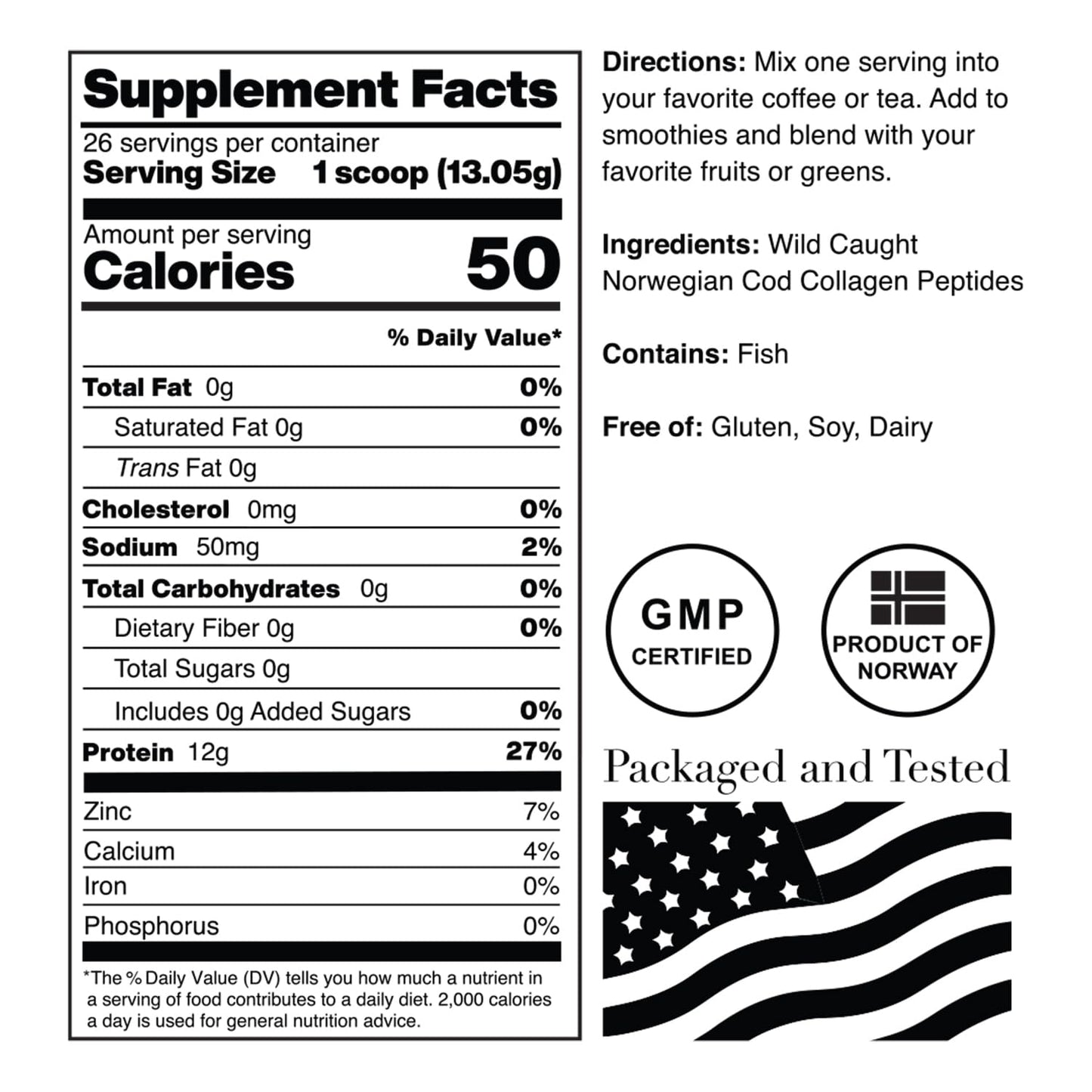 Norcal Marine Collagen - 12oz Marine Collagen Peptides Powder | High Protein, Zero Fat/Sugar/Carb | Skin, Hair, Nail & Joint Health | Low Metals, US GMP Certified - dailyvitalstore