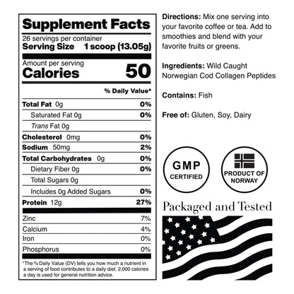 Norcal Marine Collagen - 12oz Marine Collagen Peptides Powder | High Protein, Zero Fat/Sugar/Carb | Skin, Hair, Nail & Joint Health | Low Metals, US GMP Certified - dailyvitalstore