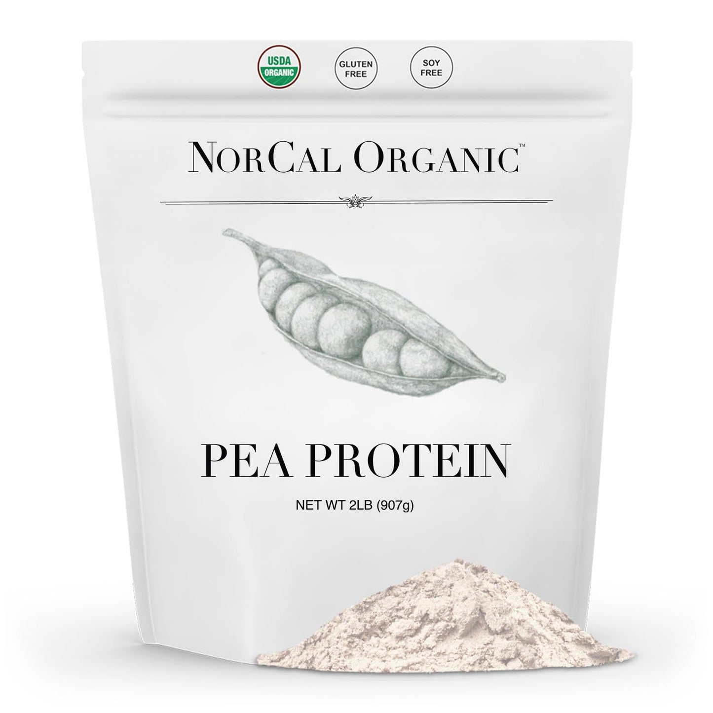 NorCal Organic - Premium Pea Protein Isolate - 100% Vegan and Organic - UNFLAVORED - 2 Pounds (Pack of 1) - 35 Servings - dailyvitalstore