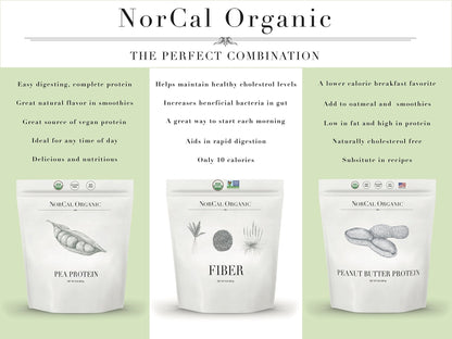 NorCal Organic - Premium Pea Protein Isolate - 100% Vegan and Organic - UNFLAVORED - 2 Pounds (Pack of 1) - 35 Servings - dailyvitalstore