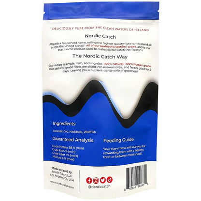 Nordic Catch Freeze Dried Fish Pet Treats from Iceland - Pure, All Natural Seafood Snacks for Dogs, Cats and Other Pets - Human Safe Ingredients, Made from Sashimi Grade Seafood - White Fish - dailyvitalstore