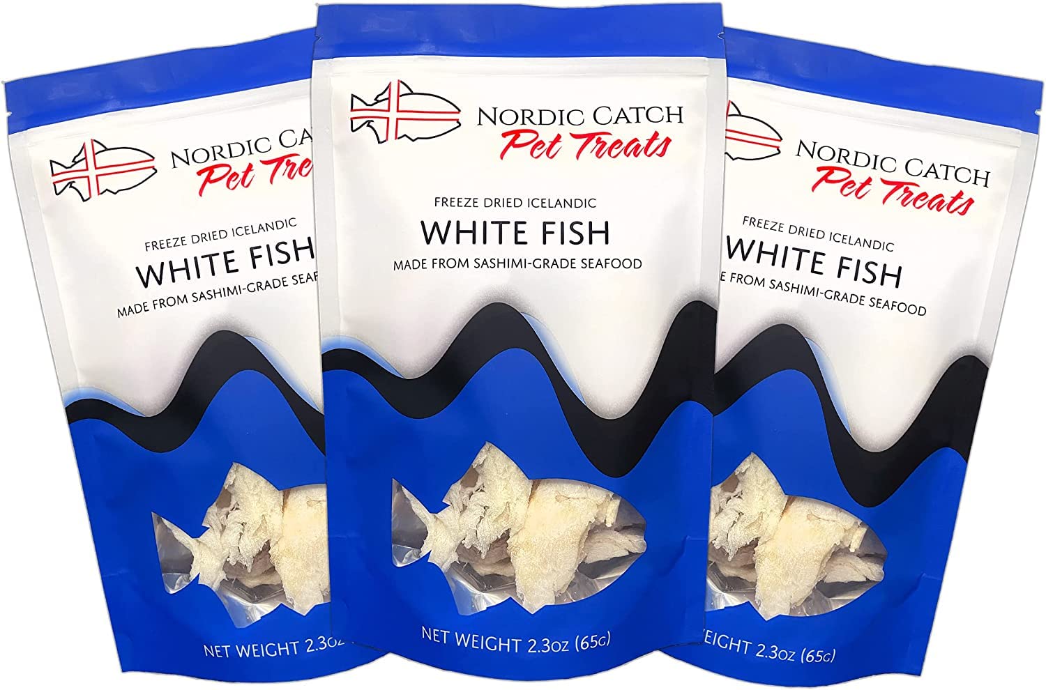 Nordic Catch Freeze Dried Fish Pet Treats from Iceland - Pure, All Natural Seafood Snacks for Dogs, Cats and Other Pets - Human Safe Ingredients, Made from Sashimi Grade Seafood - White Fish - dailyvitalstore