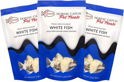 Nordic Catch Freeze Dried Fish Pet Treats from Iceland - Pure, All Natural Seafood Snacks for Dogs, Cats and Other Pets - Human Safe Ingredients, Made from Sashimi Grade Seafood - White Fish - dailyvitalstore