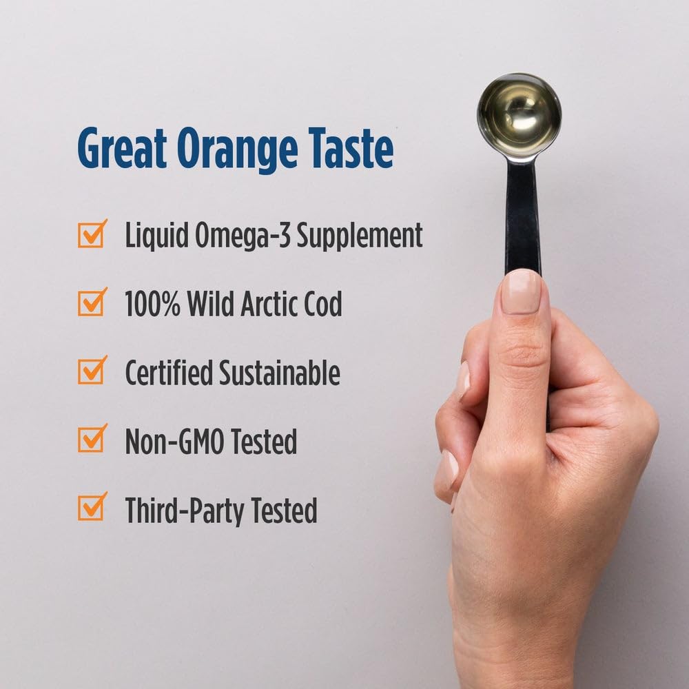 Nordic Naturals Arctic Cod Liver Oil, Orange - 16 oz - 1060 mg Total Omega-3s with EPA & DHA - Heart & Brain Health, Healthy Immunity, Overall Wellness - Non-GMO - 96 Servings - dailyvitalstore