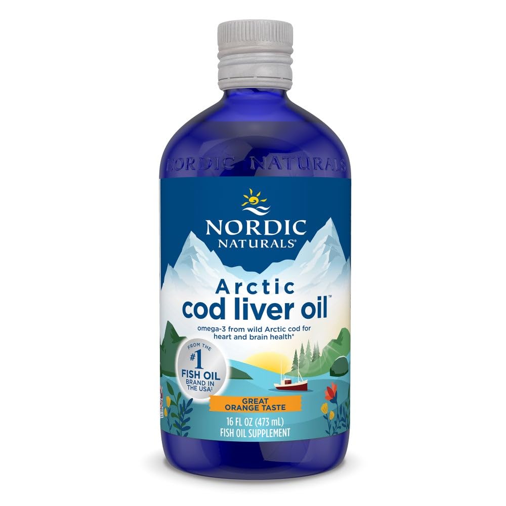 Nordic Naturals Arctic Cod Liver Oil, Orange - 16 oz - 1060 mg Total Omega-3s with EPA & DHA - Heart & Brain Health, Healthy Immunity, Overall Wellness - Non-GMO - 96 Servings - dailyvitalstore