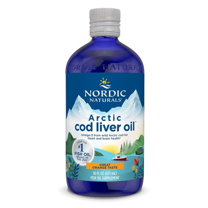 Nordic Naturals Arctic Cod Liver Oil, Orange - 16 oz - 1060 mg Total Omega-3s with EPA & DHA - Heart & Brain Health, Healthy Immunity, Overall Wellness - Non-GMO - 96 Servings - dailyvitalstore