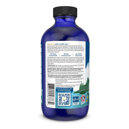 Nordic Naturals Arctic-D Cod Liver Oil, Lemon - 8 oz - 1060 mg Total Omega-3s + 1000 IU Vitamin D3 - EPA & DHA - Heart, Brain, Bone, Immune & Mood Support - Non-GMO - 48 Servings - dailyvitalstore