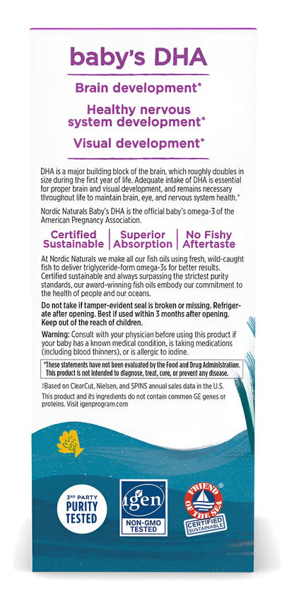 Nordic Naturals Baby’s DHA, Unflavored - 2 oz - 1050 mg Omega-3 + 300 IU Vitamin D3 - Supports Brain, Vision & Nervous System Development in Babies - Non-GMO - Servings May Vary - dailyvitalstore