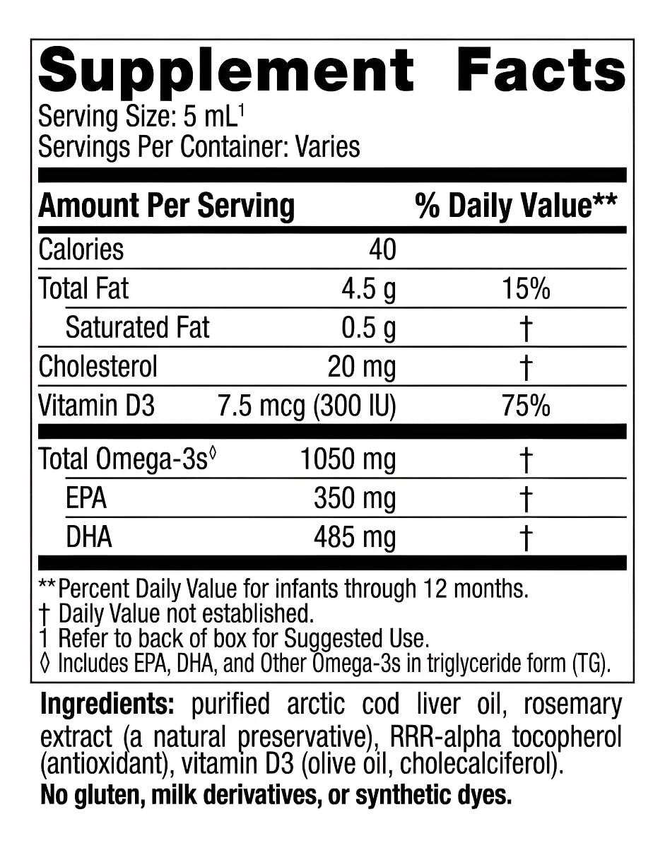 Nordic Naturals Baby’s DHA, Unflavored - 2 oz - 1050 mg Omega-3 + 300 IU Vitamin D3 - Supports Brain, Vision & Nervous System Development in Babies - Non-GMO - Servings May Vary - dailyvitalstore