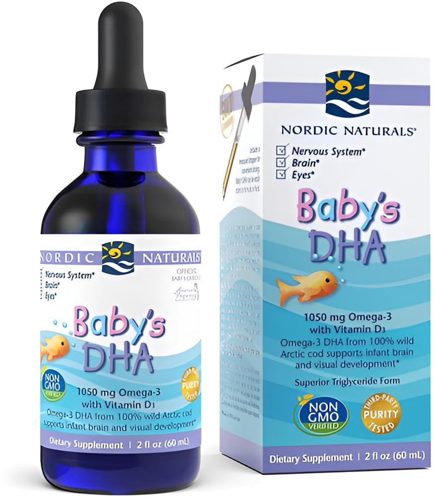 Nordic Naturals Baby’s DHA, Unflavored - 2 oz - 1050 mg Omega-3 + 300 IU Vitamin D3 - Supports Brain, Vision & Nervous System Development in Babies - Non-GMO - Servings May Vary - dailyvitalstore