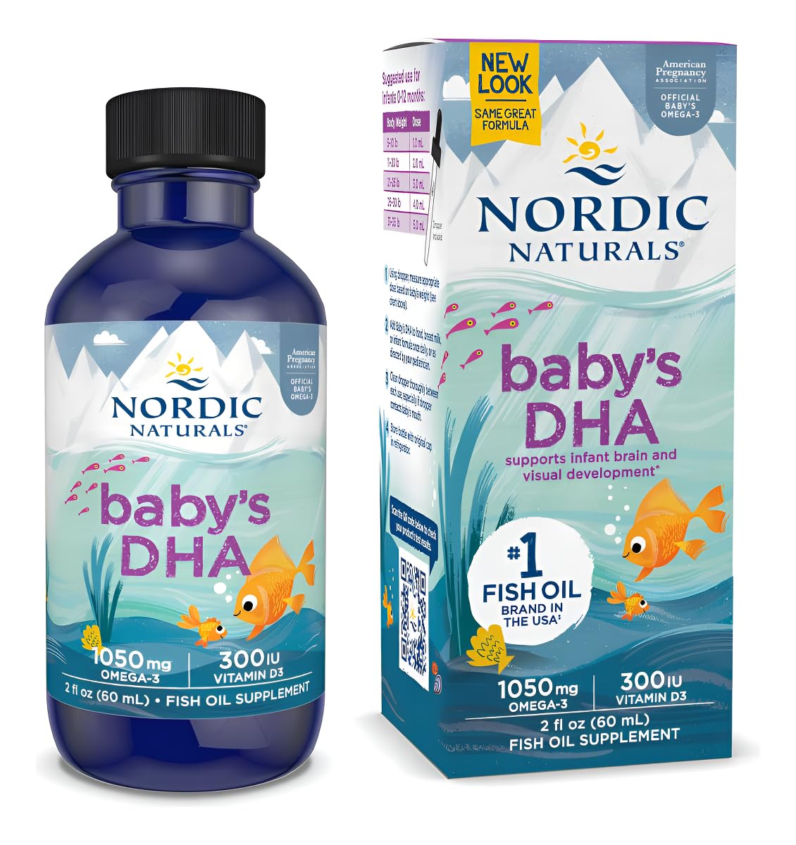 Nordic Naturals Baby’s DHA, Unflavored - 2 oz - 1050 mg Omega-3 + 300 IU Vitamin D3 - Supports Brain, Vision & Nervous System Development in Babies - Non-GMO - Servings May Vary - dailyvitalstore