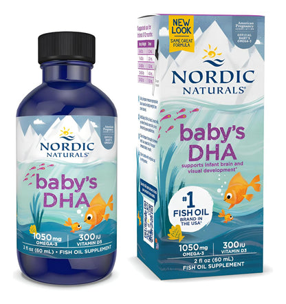 Nordic Naturals Baby’s DHA, Unflavored - 2 oz - 1050 mg Omega-3 + 300 IU Vitamin D3 - Supports Brain, Vision & Nervous System Development in Babies - Non-GMO - Servings May Vary - dailyvitalstore