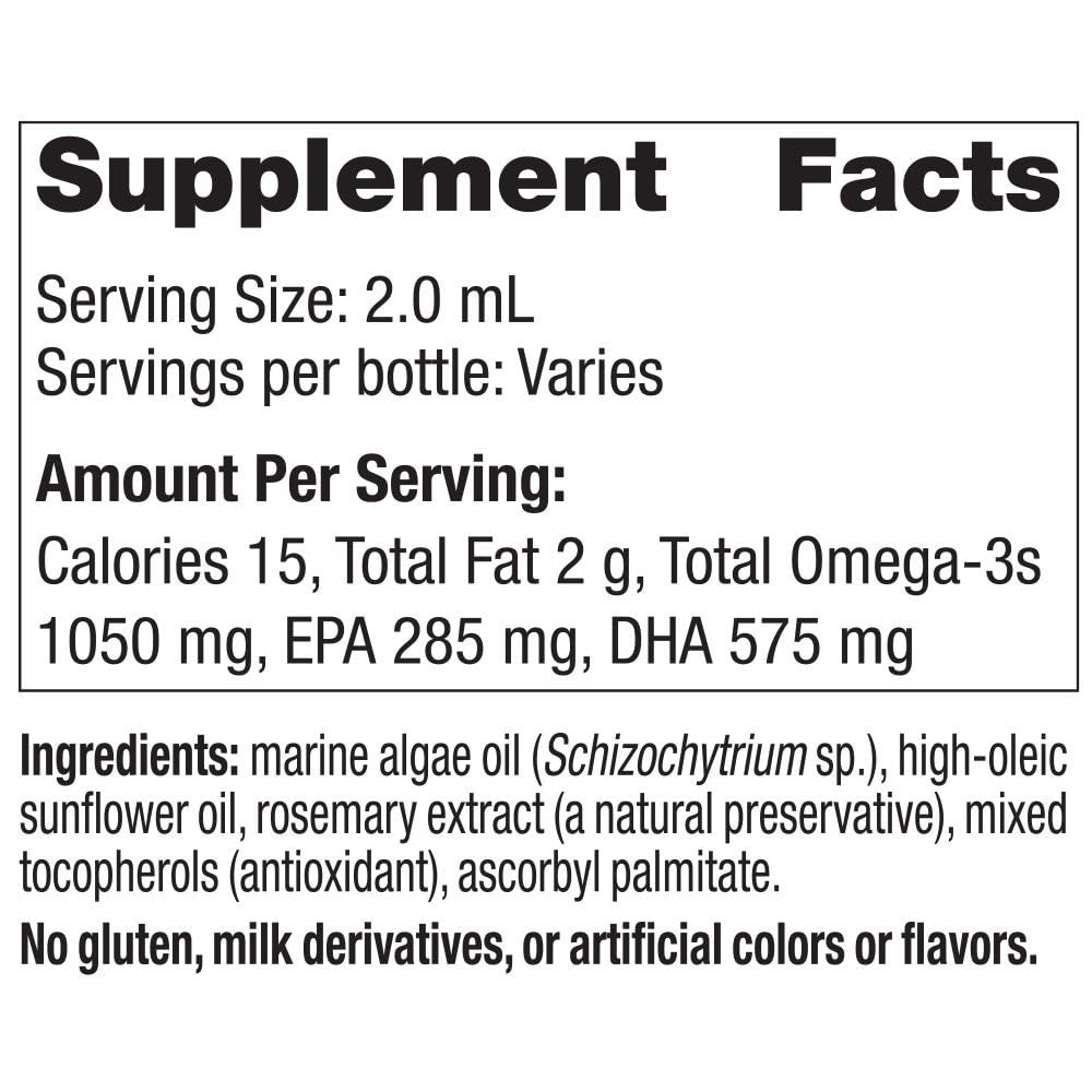 Nordic Naturals Baby’s DHA Vegetarian, Unflavored - 1050 mg Plant-Based Omega-3-1 oz - Supports Brain & Vision Development in Babies - Non-GMO, Vegan - 15 Servings - dailyvitalstore