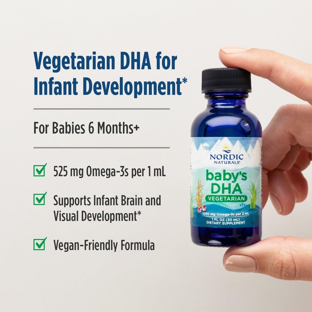 Nordic Naturals Baby’s DHA Vegetarian, Unflavored - 1050 mg Plant-Based Omega-3-1 oz - Supports Brain & Vision Development in Babies - Non-GMO, Vegan - 15 Servings - dailyvitalstore