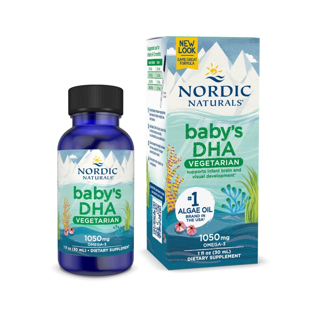 Nordic Naturals Baby’s DHA Vegetarian, Unflavored - 1050 mg Plant-Based Omega-3-1 oz - Supports Brain & Vision Development in Babies - Non-GMO, Vegan - 15 Servings - dailyvitalstore