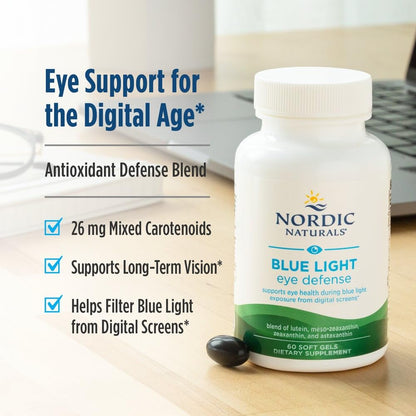 Nordic Naturals Blue Light Defense - 60 Soft Gels - Four Phytonutrients with Complementary Antioxidant Capacities - Supports Retinal Health, Visual Function - Non-GMO - 60 Servings - dailyvitalstore