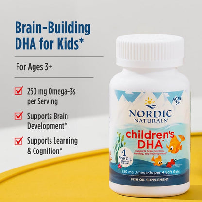 Nordic Naturals Children’s DHA, Strawberry - 90 Mini Chewable Soft Gels for Kids - 250 mg Omega-3 with EPA & DHA - Brain Development & Function - Non-GMO - 22 Servings (Pack of 2) - dailyvitalstore