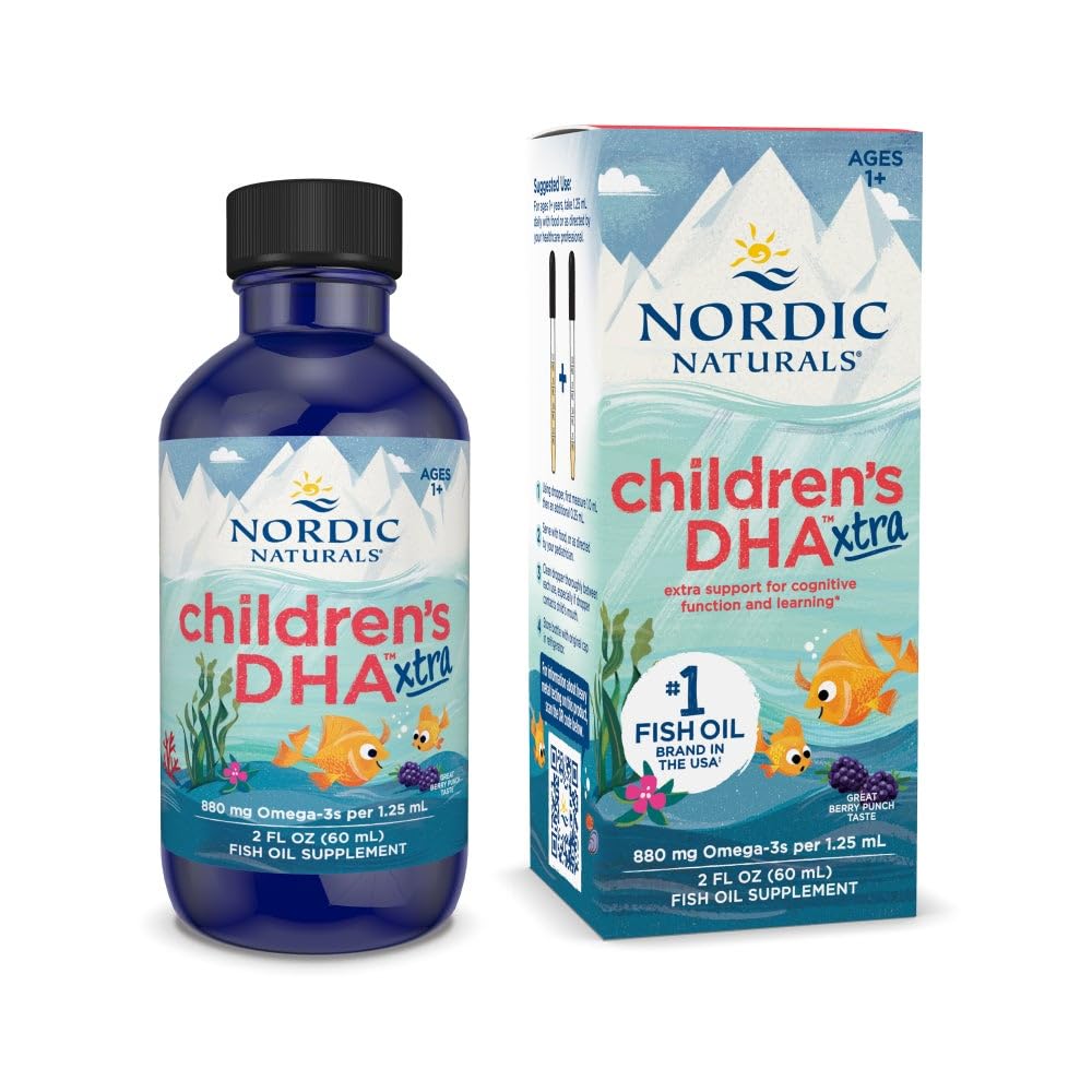 Nordic Naturals Children’s DHA Xtra, Berry Punch - 2 oz for Kids - 880 mg Total Omega-3s with EPA & DHA - Cognitive & Immune Function, Learning, Social Development - Non-GMO - 48 Servings - dailyvitalstore
