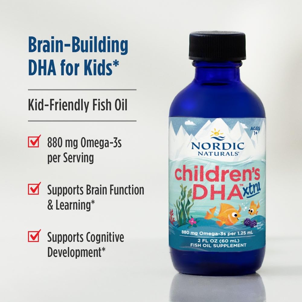 Nordic Naturals Children’s DHA Xtra, Berry Punch - 2 oz for Kids - 880 mg Total Omega-3s with EPA & DHA - Cognitive & Immune Function, Learning, Social Development - Non-GMO - 48 Servings - dailyvitalstore