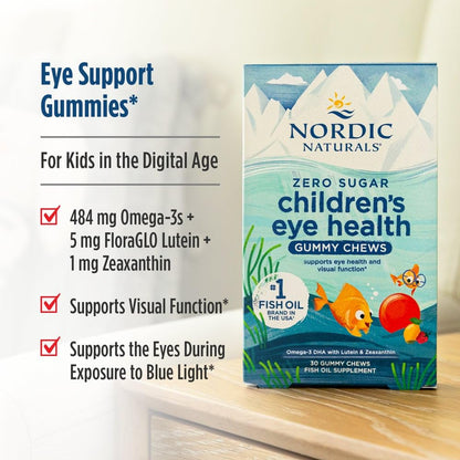 Nordic Naturals Children’s Eye Health Gummies, Strawberry Lemonade - 30 Gummies for Kids - 484 mg Total Omega-3s DHA, Lutein & Zeaxanthin - Brain Health, Antioxidant Support, Non-GMO - 30 Servings - dailyvitalstore