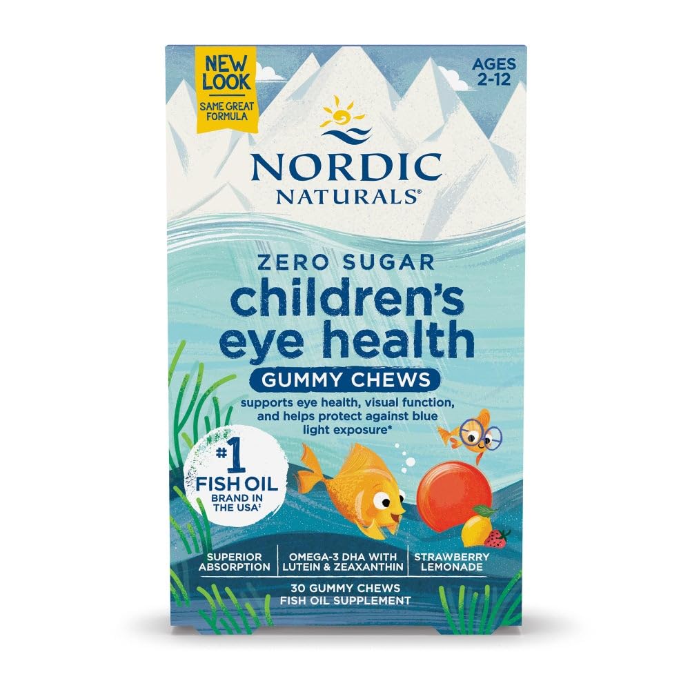 Nordic Naturals Children’s Eye Health Gummies, Strawberry Lemonade - 30 Gummies for Kids - 484 mg Total Omega-3s DHA, Lutein & Zeaxanthin - Brain Health, Antioxidant Support, Non-GMO - 30 Servings - dailyvitalstore