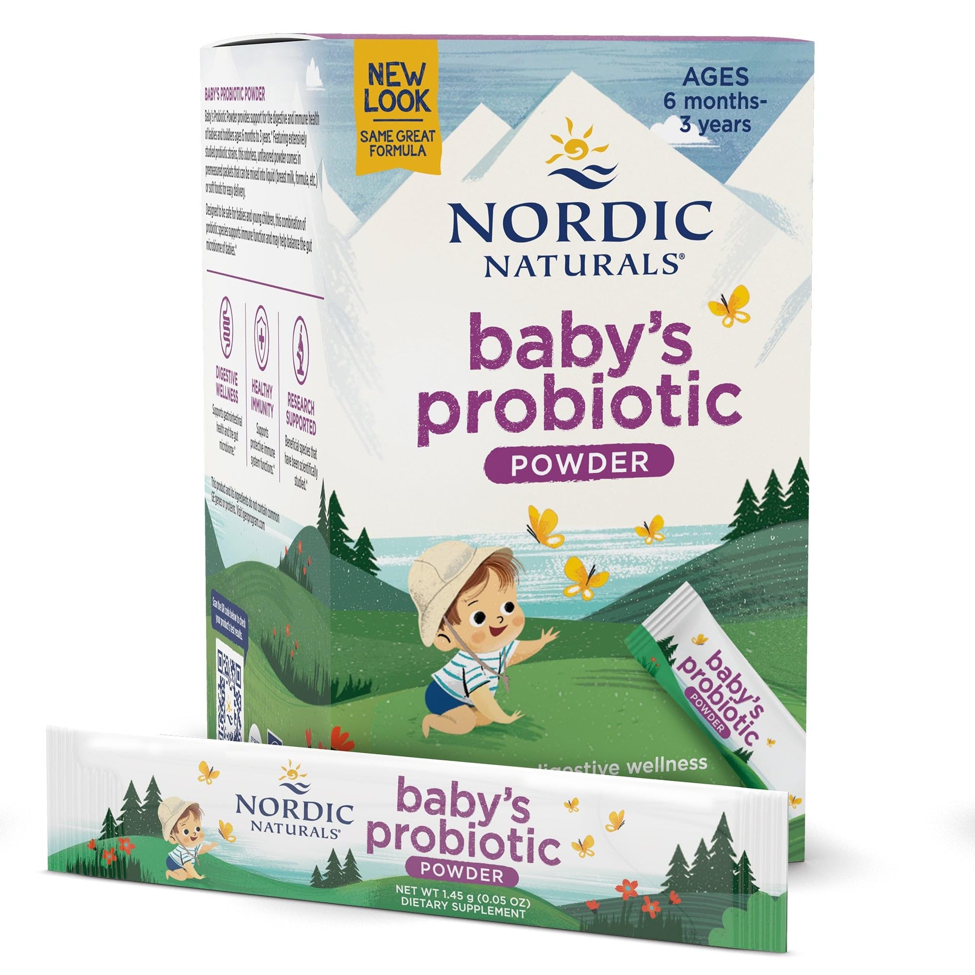 Nordic Naturals Children's Vegan Probiotic Powder Bundle - Baby’s Nordic Flora Probiotic Powder, Unflavored - 30 Packets - 4 Billion CFU - dailyvitalstore