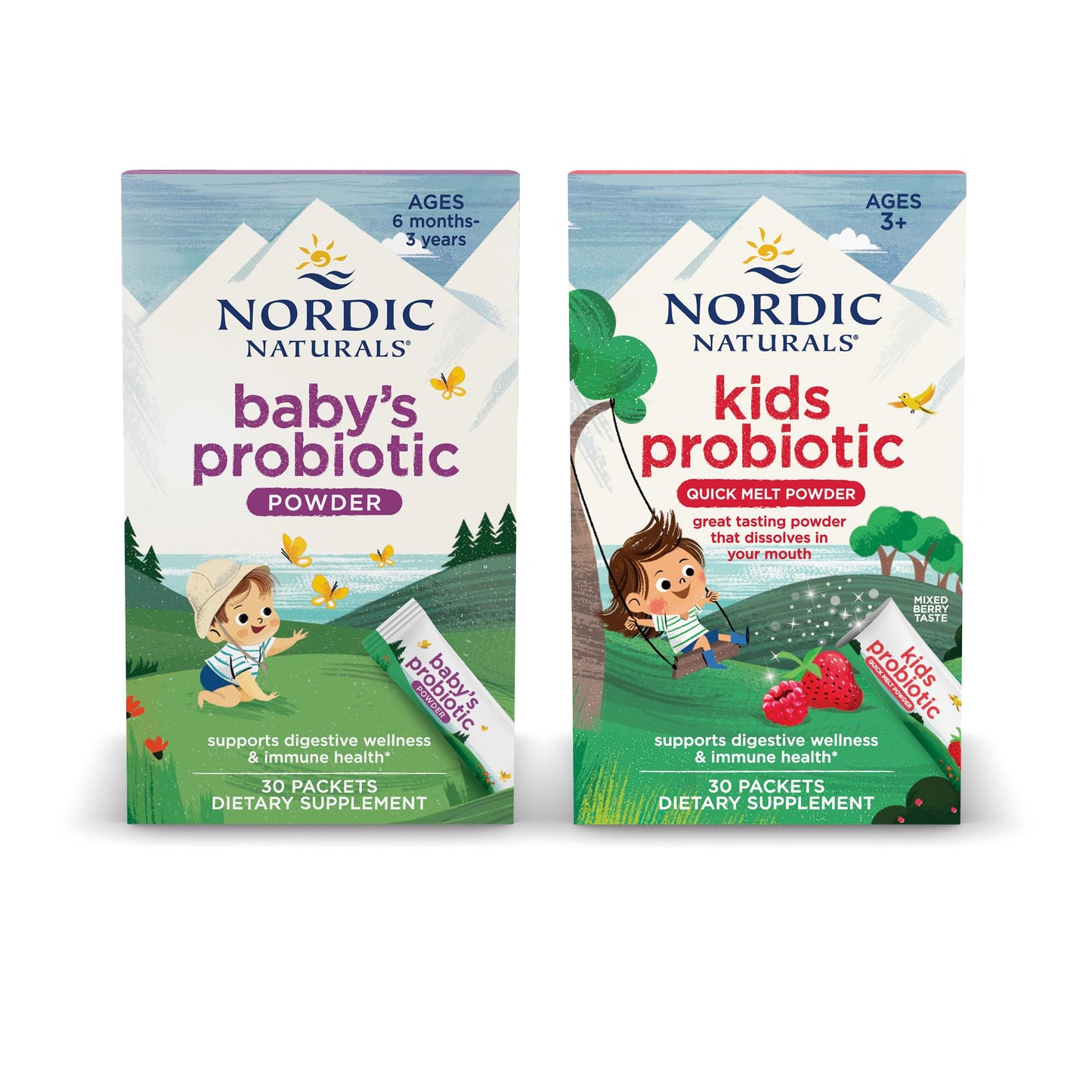 Nordic Naturals Children's Vegan Probiotic Powder Bundle - Baby’s Nordic Flora Probiotic Powder, Unflavored - 30 Packets - 4 Billion CFU - dailyvitalstore