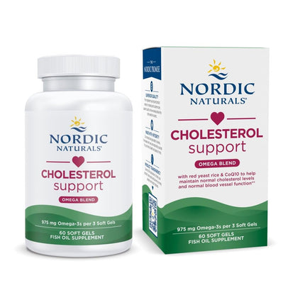 Nordic Naturals Cholesterol Support, Lemon - 60 Soft Gels - 975 Omega-3 + Red Yeast Rice & CoQ10 - Normal Cholesterol, Antioxidant Support - EPA & DHA - Non-GMO - 20 Servings - dailyvitalstore