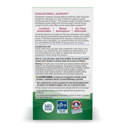 Nordic Naturals Cholesterol Support, Lemon - 60 Soft Gels - 975 Omega-3 + Red Yeast Rice & CoQ10 - Normal Cholesterol, Antioxidant Support - EPA & DHA - Non-GMO - 20 Servings - dailyvitalstore