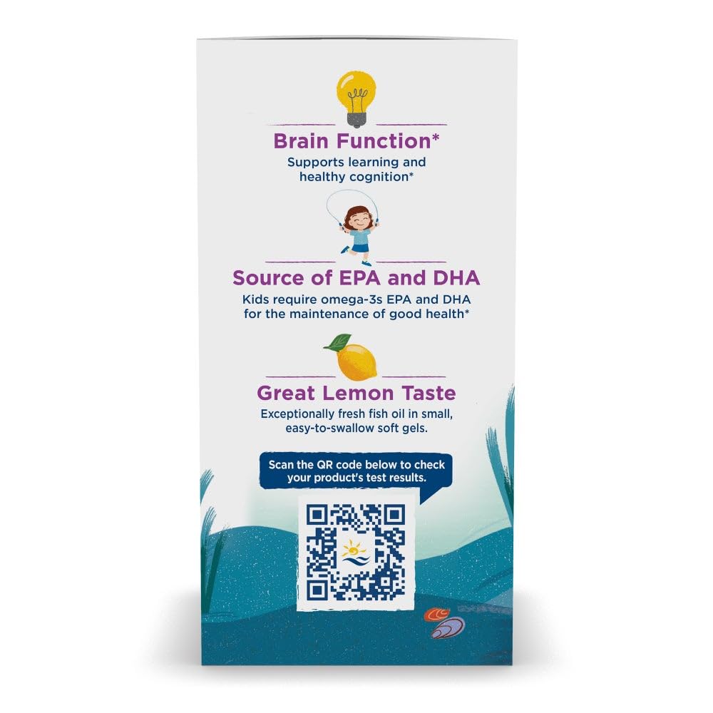 Nordic Naturals Complete Omega Jr., Lemon - 180 Mini Soft Gels - 283 mg Total Omega-3s & 35 mg GLA - Healthy Cognition, Nervous System Function - Non-GMO - 90 Servings - dailyvitalstore