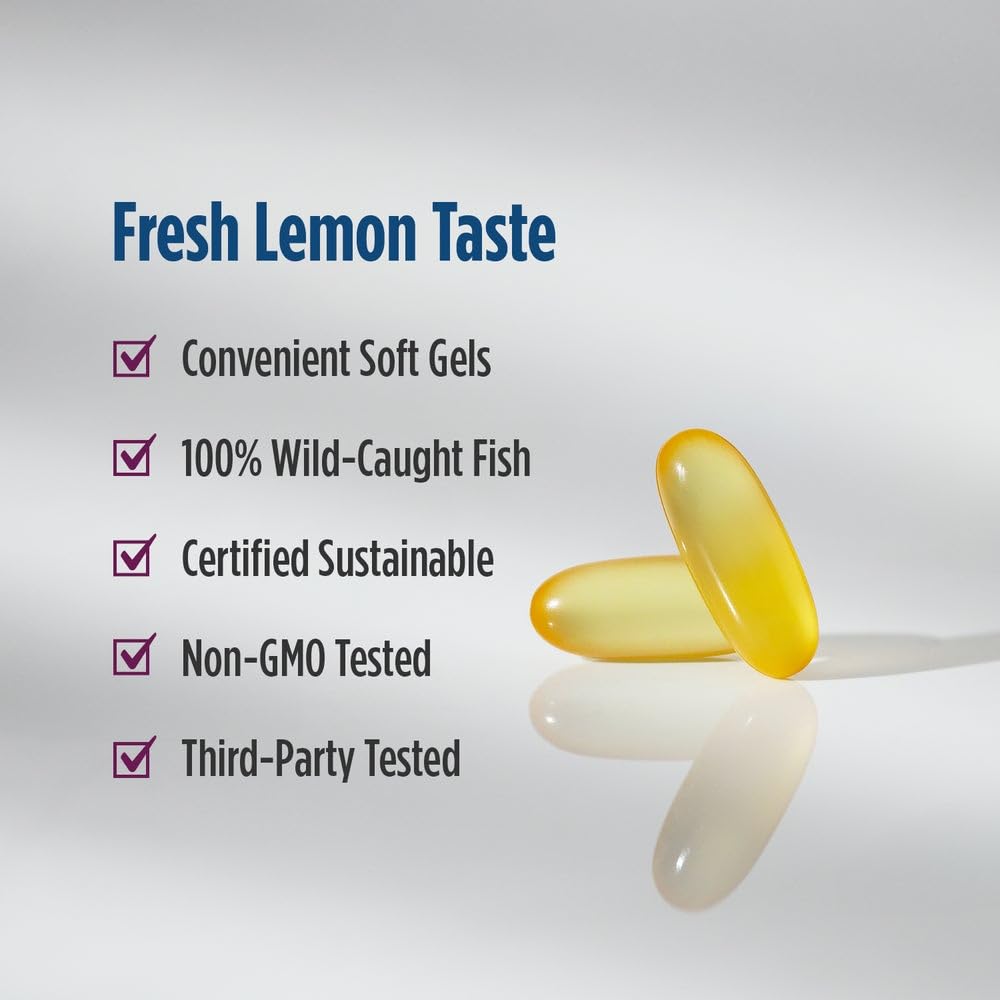 Nordic Naturals Complete Omega, Lemon Flavor - 120 Soft Gels - 565 mg Omega-3 - EPA & DHA with Added GLA - Healthy Skin, Cognition, Positive Mood - Non-GMO - 60 Servings - dailyvitalstore