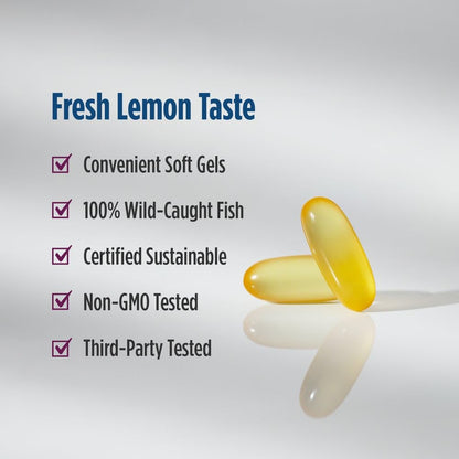 Nordic Naturals Complete Omega, Lemon Flavor - 120 Soft Gels - 565 mg Omega-3 - EPA & DHA with Added GLA - Healthy Skin, Cognition, Positive Mood - Non-GMO - 60 Servings - dailyvitalstore
