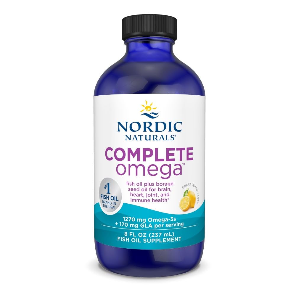 Nordic Naturals Complete Omega, Lemon Flavor - 8 oz - 1270 mg Omega-3 - EPA & DHA with Added GLA - Healthy Skin, Cognition, Positive Mood - Non-GMO - 48 Servings - dailyvitalstore