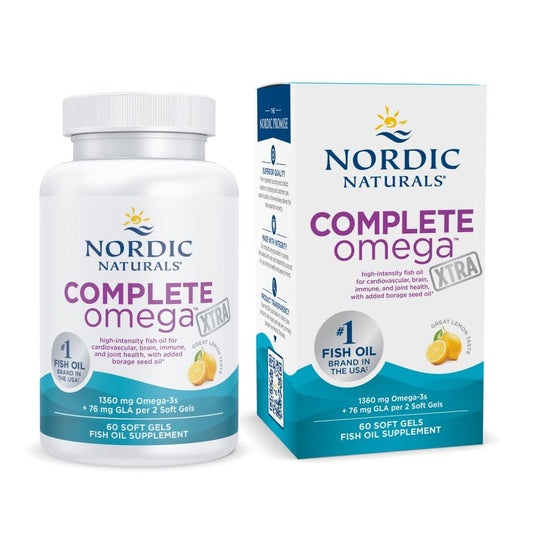 Nordic Naturals Complete Omega Xtra, Lemon - 60 Soft Gels - 1360 mg Omega-3 + 76 mg GLA - Healthy Skin - Cognition - Non-GMO - 30 Servings - dailyvitalstore