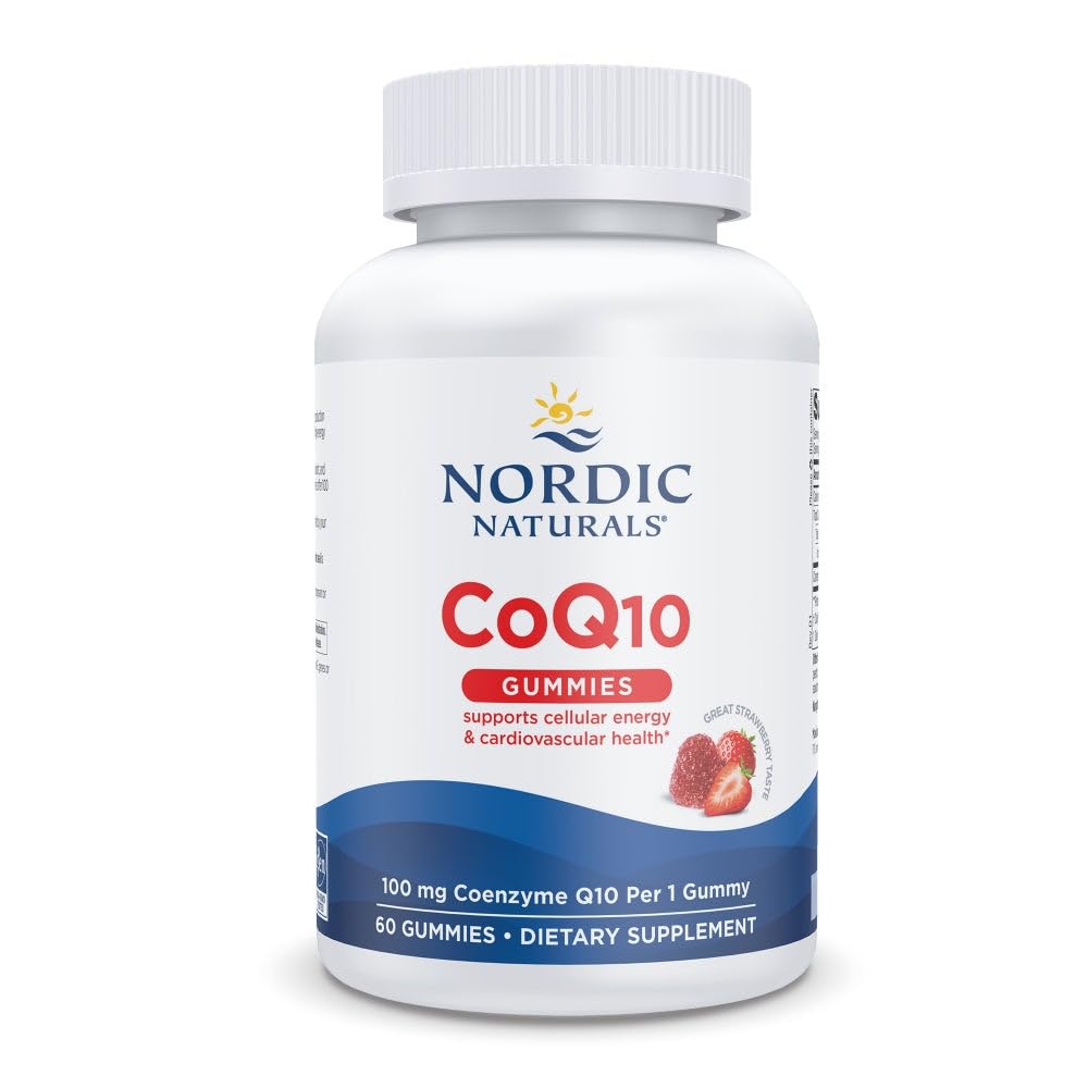 Nordic Naturals CoQ10 Gummies, Strawberry - 60 Gummies - 100 mg Coenzyme Q10 (CoQ10) - Great Taste - Heart Health, Cellular Energy Production, Antioxidant Support - Non-GMO, Vegan - 60 Servings - dailyvitalstore