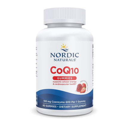 Nordic Naturals CoQ10 Gummies, Strawberry - 60 Gummies - 100 mg Coenzyme Q10 (CoQ10) - Great Taste - Heart Health, Cellular Energy Production, Antioxidant Support - Non-GMO, Vegan - 60 Servings - dailyvitalstore