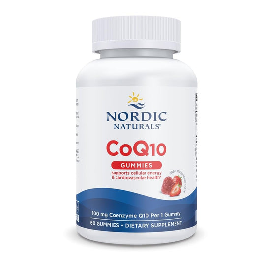 Nordic Naturals CoQ10 Gummies, Strawberry - 60 Gummies - 100 mg Coenzyme Q10 (CoQ10) - Great Taste - Heart Health, Cellular Energy Production, Antioxidant Support - Non-GMO, Vegan - 60 Servings - dailyvitalstore