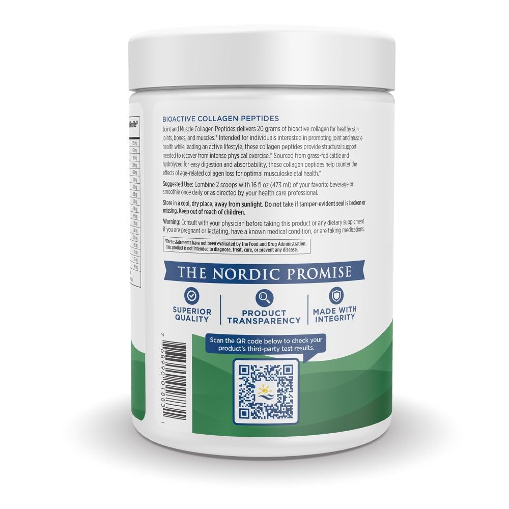 Nordic Naturals Joint & Muscle Collagen Peptides, Unflavored - 10.6 Ounces - Collagen Supplement for Skin Health and Joint Mobility - 15 Servings - dailyvitalstore